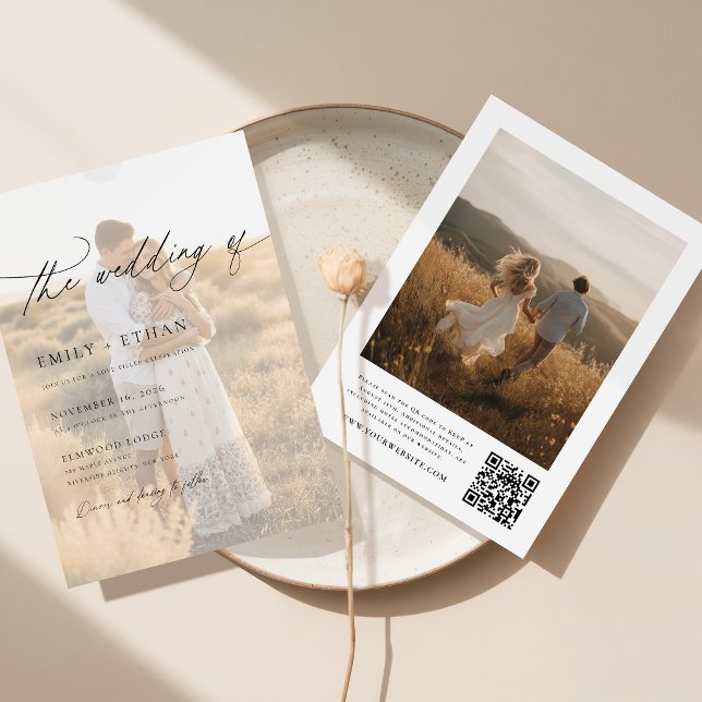 Invitación Boda con código QR de foto con superposición de pe (Subido por el creador)
