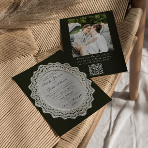 Invitación Boda con código QR de foto en blanco y negro vinta