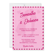 Boda con código QR de franja en chevrones rosa rub
