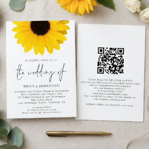 Invitación Boda con código QR de girasol moderno
