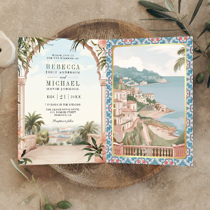Invitación Boda con código QR de la costa Amalfi italiana med