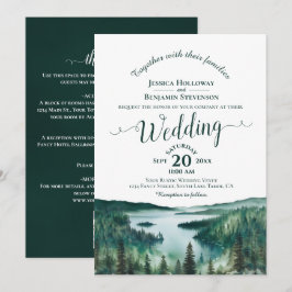 Invitación Boda con Código QR de Letra Elegante en el Lago Ta