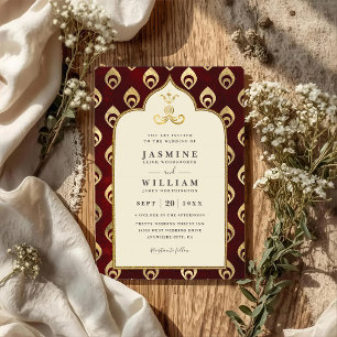 Invitación Boda con código QR de pavo real esmeralda elegante