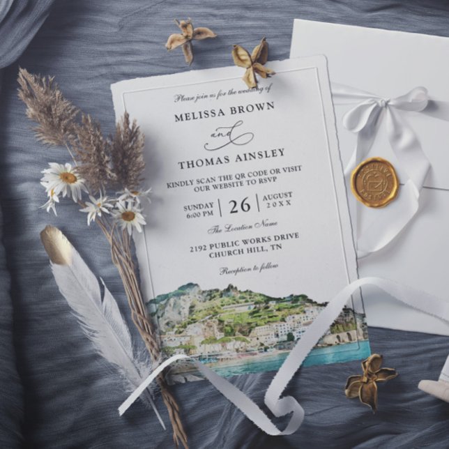 Invitación Boda con código QR de presupuesto de la costa de A (Subido por el creador)