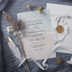 Invitación Boda con código QR de presupuesto de olas del océa