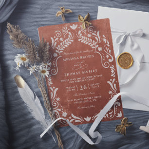 Invitación Boda con código QR de presupuesto de Papel Picado