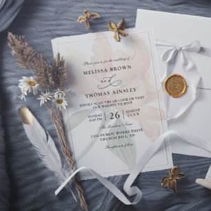 Invitación Boda con código QR de presupuesto neutral floral r