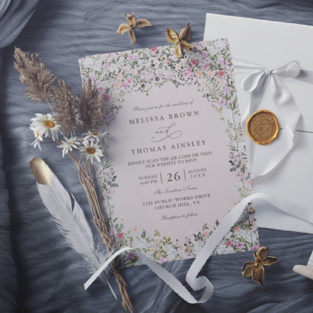 Invitación Boda con Código QR de Puerta de Jardín de Acuarela (Subido por el creador)