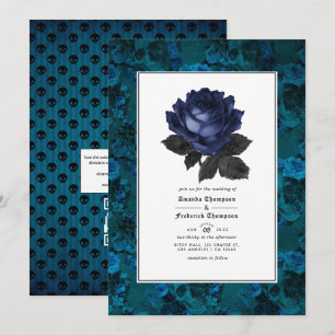 Invitación Boda con código QR de respuesta RSVP Floral Gótico