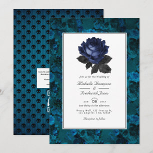 Invitación Boda con código QR de respuesta RSVP Floral Gótico