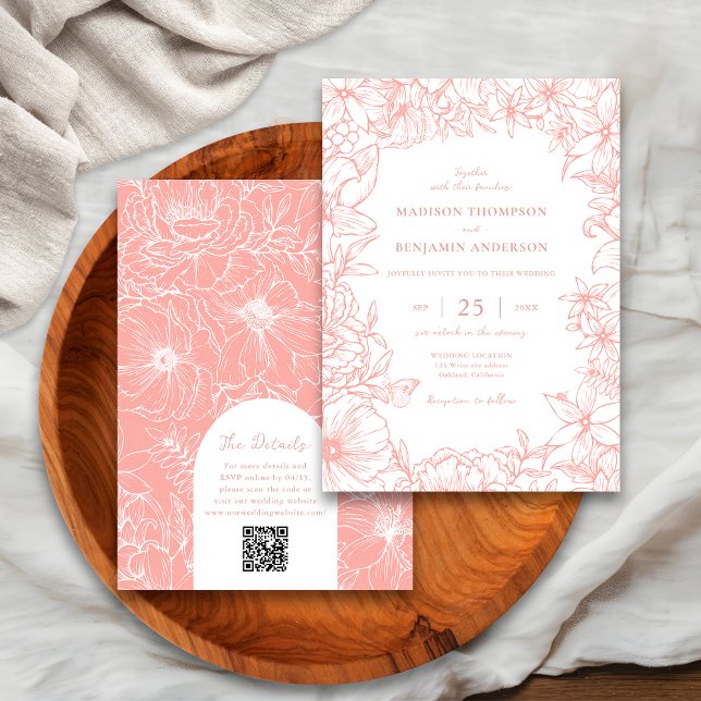 Invitación Boda con código QR de RSVP de arco de jardín flora (Subido por el creador)