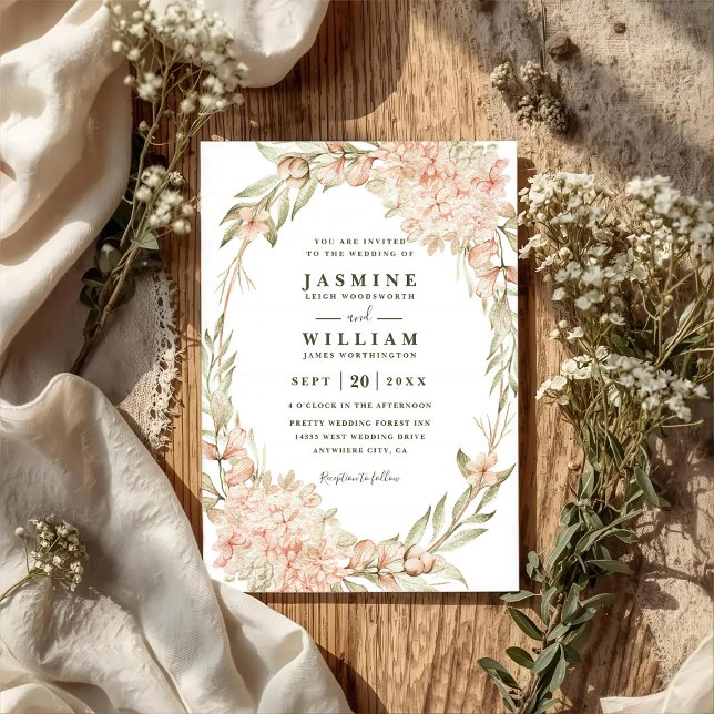 Invitación Boda con código QR elegante rústico de hortensias  (Subido por el creador)