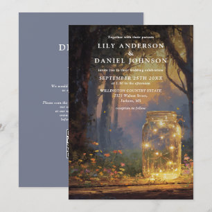 Invitación Boda con código QR en tarro de mason de bosque enc