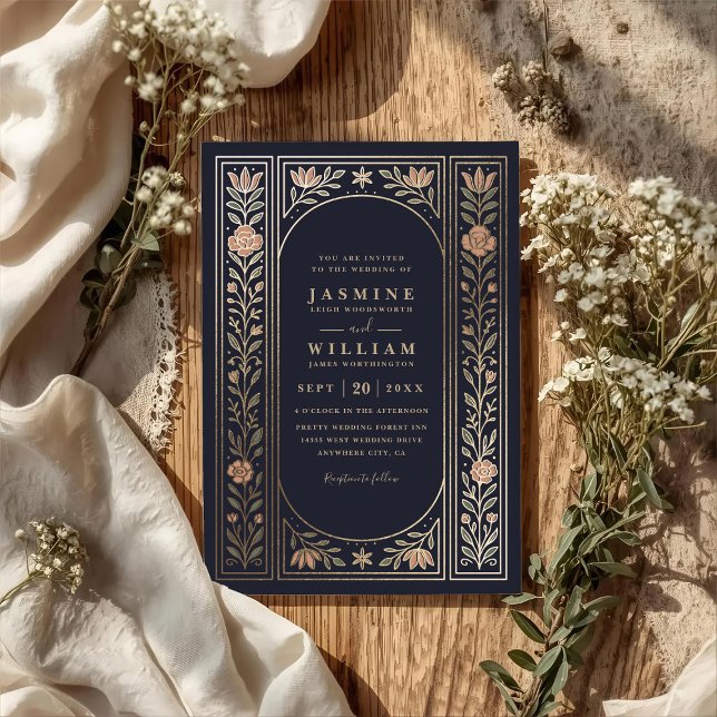 Invitación Boda con código QR floral botánico de jardín elega (Subido por el creador)