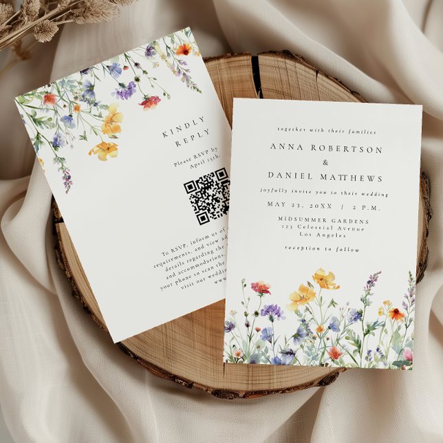 Invitación Boda con código QR floral colorido (Subido por el creador)