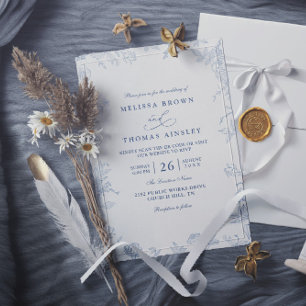Invitación Boda con código QR floral de elegancia moderna vin