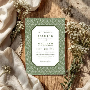 Invitación Boda con código QR floral elegante chic de jardín 