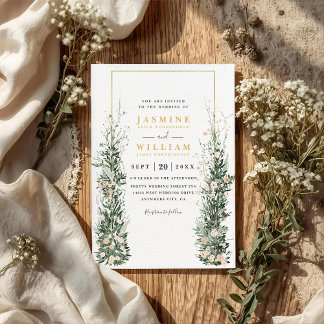 Invitación Boda con código QR floral moderno arco chic vegeta
