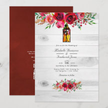 Boda con código QR floral rosa y burgundy rústico
