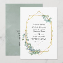 Boda con código QR geométrico de eucalipto Sage Pl