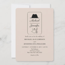 Boda con código QR ilustrado vintage