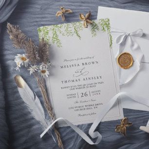 Invitación Boda con código QR moderno de vegetación rústica d