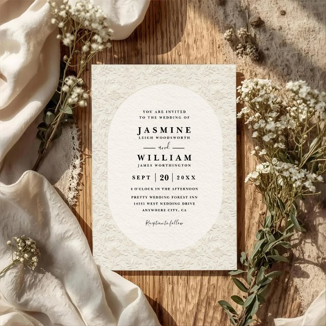 Invitación Boda con código QR moderno elegante de encaje vint (Subido por el creador)