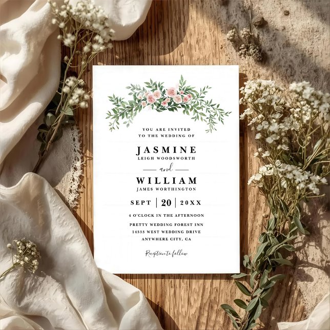 Invitación Boda con código QR moderno elegante rústico Arco f (Subido por el creador)