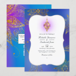 Invitación Boda con código QR RSVP de Bollywood árabe con lám
