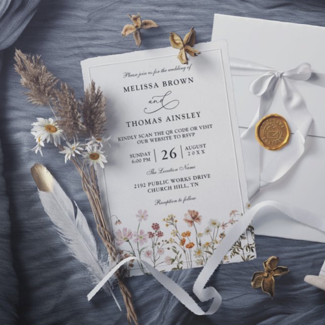 Invitación Boda con código QR rústico de presupuesto de flore (Subido por el creador)