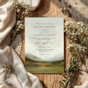 Invitación Boda con código QR rústico elegante del valle occi