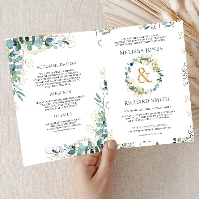Invitación Boda con código QR todo en uno rústico de eucalipt (Subido por el creador)
