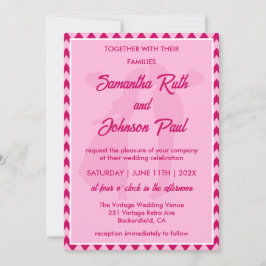Invitación Boda con código QR y foto Chevron rosa pastel mode