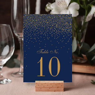Invitación Boda con Confeti de Azul Marino y Dorado Glam
