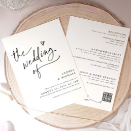 Invitación Boda con Corazón Moderno Código QR