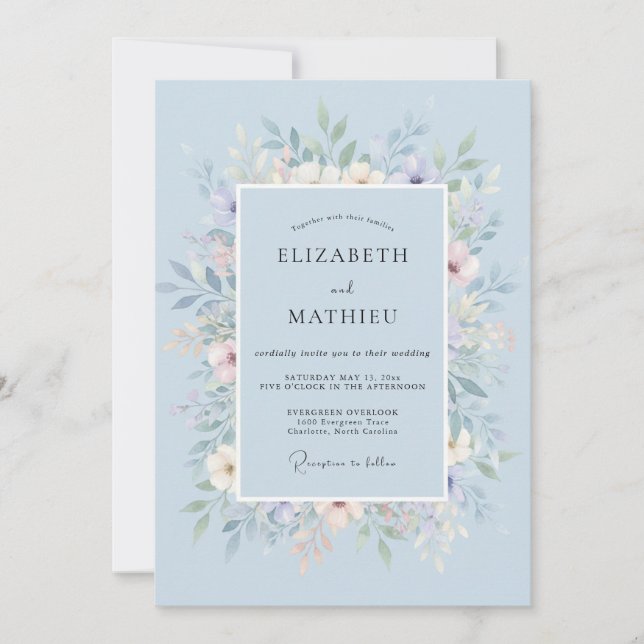 Invitación Boda con Corona de Aciano Rústica (Anverso)