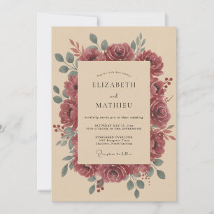 Invitación Boda con corona de ciruelas polvorientas