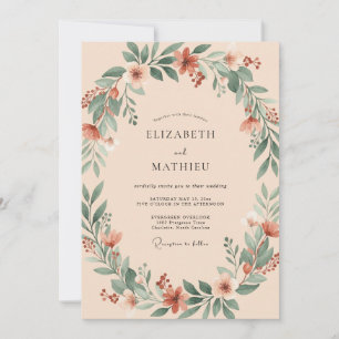 Invitación Boda con Corona de Coral Discreto