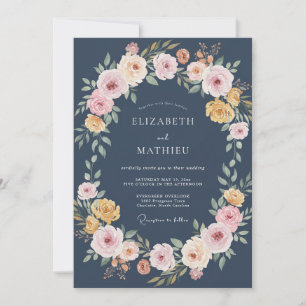 Invitación Boda con corona de durazno y pizarra