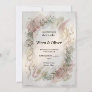 Invitación Boda con Corona de Magnolia Gris
