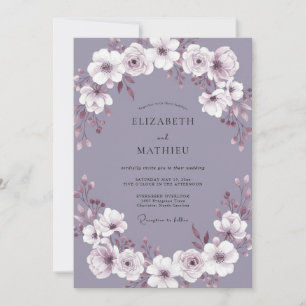Invitación Boda con corona floral de lila