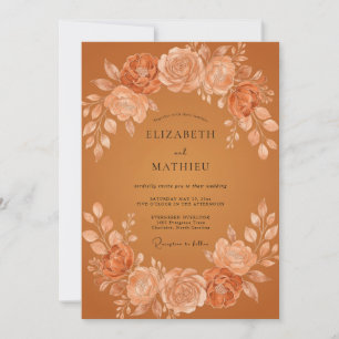 Invitación Boda con Corona Monocromática de Terracota