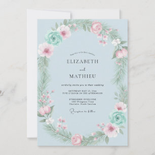 Invitación Boda con Corona Rosa Espuma de Mar