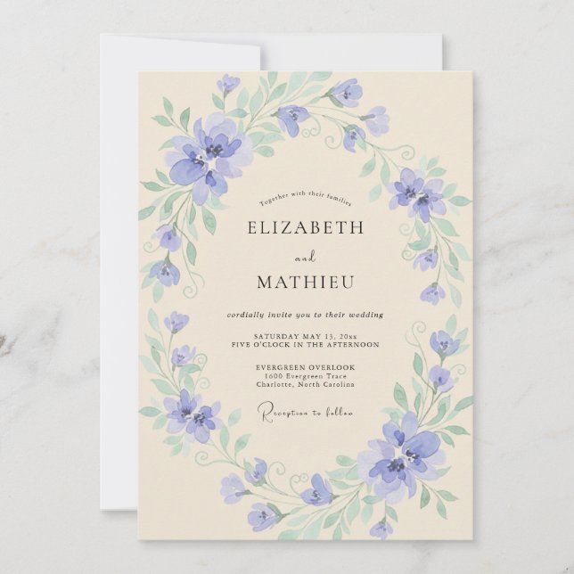 Invitación Boda con Crema de Flor de Vinca (Anverso)