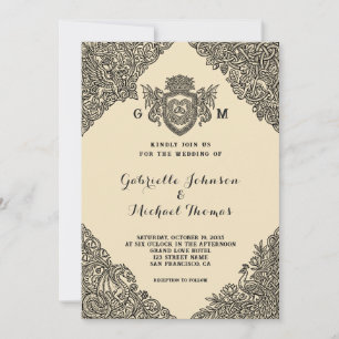 Invitación Boda con Cresta de Dragón de Nudo Celta Antiguo