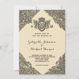 Invitación Boda con Cresta de Dragón de Nudo Celta Vintage