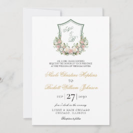 Invitación Boda con Cresta Floral Rosa