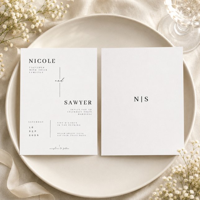 Invitación Boda con cuadrícula de monograma moderno (Subido por el creador)