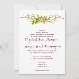 Invitación Boda con Cuerna Rústica y Flores Silvestres de Cla