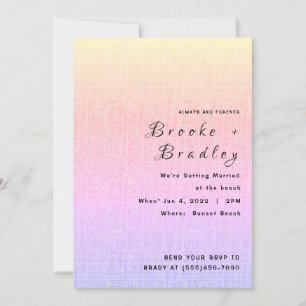 Invitación Boda con degradado de puesta de sol pastel